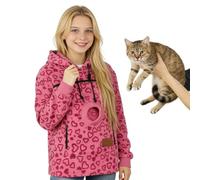 Générique Femme Chat Hoodie avec Poche Casual Polaire Chaud Pochette pour Animaux Pullover Hoodie Chiot porteurs d’Animaux Sweatshirt