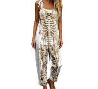 Générique Femme Combinaison Bretelles Nouées Imprimé Squelette Roses Taille | Bord Élastiqué Froncé Tenue, Vêtement Festif, Style Halloween Pièce Graphique, Tunique Longue, Pour Soirées Déguisées