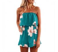Générique Femme Combishorts éTé sans Bretelles Bandeau Combi-Short Mode Fleurie Imprimée Combinaison Taille Haute Playsuit Rompers D'été Grande Casual Pantalons Courts
