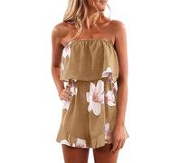 Générique Femme Combishorts éTé sans Bretelles Bandeau Combi-Short Mode Fleurie Imprimée Combinaison Taille Haute Playsuit Rompers D'été Grande Casual Pantalons Courts
