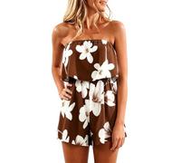 Générique Femme Combishorts éTé sans Bretelles Bandeau Combi-Short Mode Fleurie Imprimée Combinaison Taille Haute Playsuit Rompers D'été Grande Taille Casual Pantalons Courts