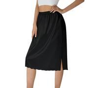 Générique Femme Coton Blanc Noir Jupon mi-Long Antistatique Jupon Lingerie sous-Jupe Robe Court fond de robe