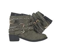 Générique Femme Dame Bottines À Lacets Stiletto Plateforme Talon Bottes Nuit Sexy Cuir Noir Cuisse Hautes Bottes Femme Jungle Boot Sneaker(Green, 39)
