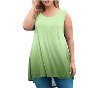 Générique Femme Débardeurs Grande Taille Col Rond Ombré sans Manches Ourlet Fluide Décontracté Été Blouses Doux Léger Respirant T-Shirt