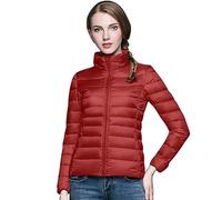 Générique Femme Doudoune Légère Manteau Sans Capuche Coupe-Vent Imperméable Pliable avec Isolation Recy Plume Matelassé Ultralight Manteau D'hiver Chaude Étroit et Court avec Sac de Rangement