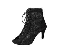 Générique Femme Heels Dance Classes Bootie Sandales À Talons Hauts Escarpins Sexy Escarpins Noir Mesh Stiletto Talons Chaussures De Danse Hauts Sandale À Lacets Avec Bouche De Poisson