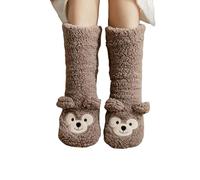 Générique Femme Hiver Chaud Laine Câble Tricot Multiple Chaussettes Antidérapantes avec Pointeurs, Joli Motif de Cartoons, Chauds Thermiques en Coton pour Intérieur Lit Sol