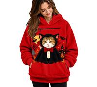 Générique Femme Hoodie Chat Vampire Cape Capuche Poche Kangourou Cordons | Ourlets Côtelés Sur Pull Épais, Sweatshirt Uni, Esprit Espiègle Nocturne Du Pullover, Vêtements Festive, Pour Octobre