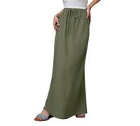 Générique Femme Jupe Tendance Lin Cordon Vacances Bohème Été Léger Bureau | Taille Élastique, Respirant, Élégant, Polyvalent, Mini, Tutu, Danse, Fête, Tulle, Femmes, Plissée, Carnaval, Halloween, Rétro