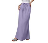 Générique Femme Jupe Tendance Lin Cordon Vacances Bohème Été Léger Bureau | Taille Élastique, Respirant, Élégant, Polyvalent, Mini, Tutu, Danse, Fête, Tulle, Femmes, Plissée, Carnaval, Halloween, Rétro