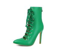 Générique Femme Lacets Découpe Bottines Pointe Bottines À Talon Haut Soirée | Laçage Devant Et Finition Blanche Épurée; Style À Talon Aiguille Pour Soirées, Dîners, Cérémonies Et Sorties