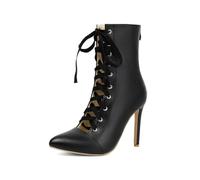 Générique Femme Lacets Découpe Bottines Pointe Bottines À Talon Haut Soirée | Laçage Devant Et Finition Blanche Épurée; Style À Talon Aiguille Pour Soirées, Dîners, Cérémonies Et Sorties