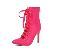 Générique Femme Lacets Découpe Bottines Pointe Bottines À Talon Haut Soirée | Laçage Devant Et Finition Blanche Épurée; Style À Talon Aiguille Pour Soirées, Dîners, Cérémonies Et Sorties