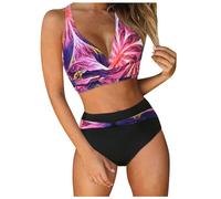 Générique Femme Maillots de Bain Deux Pièces Push-up Ensembles Deux pièces de Tie-Dye Chic Taille Haute Bikini Set Col V Élégants