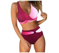 Générique Femme Maillots de Bain Deux Pièces Push-up Ensembles Deux pièces de Tie-Dye Chic Taille Haute Bikini Set Col V Élégant