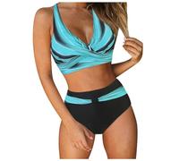 Générique Femme Maillots de Bain Deux Pièces Push-up Ensembles Deux pièces de Tie-Dye Chic Taille Haute Bikini Set Col V Élégant