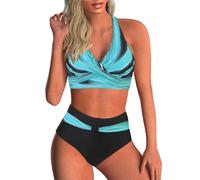 Générique Femme Maillots de Bain Deux Pièces Push-up Ensembles Deux pièces Maillots de Bain Femmes 2 Pieces Crossover Push Up Bikini Sets Tribal Print Ensemble de Tankini (01 Menthe Verte, XL)