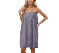 Générique Femme Peignoir de Plage Ajustable Serviette Châle Absorbant pour la Baignade Léger avec Boutons De Sauna Poncho Éponge Douce Robe Bain Pratique Élégante Boutonnée Taille Élastiques