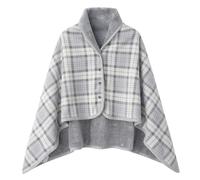 Générique Femme Poncho Polaire Plaid Châle Couverture À Carreaux Écharpe Cape Épaissie Chaud Ouverture Pull Manteau Poncho Tartan Style Elégant Hiver Foulard Avec Boutons