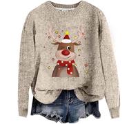 Générique Femme Pull Noel Sweatshirt De Noël pour Moche Slim Fit Sherpa Sweat Femmes Sweatshirts Santa Chaud Chemise Robe GNOME Vintage Blouse