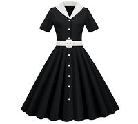 Générique Femme Robe Cocktail Soirée Vintage Rétro Année 1950 Audrey Hepburn Pin-Up Rockabilly Swing Manche Courte Chic Et Elegante Tenue Femme Rcabilly Aesthetic Pas Cher