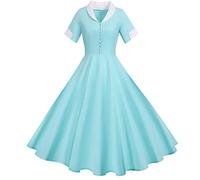Générique Femme Robe Cocktail Soirée Vintage Rétro Année 1950 Audrey Hepburn Pin-Up Rockabilly Swing Manche Courte Chic Et Elegante Tenue Femme Rcabilly Aesthetic Pas Cher