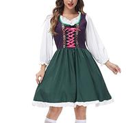 Générique Femme Robe de Costume Dirndl, Oktoberfest Costume Femme de Jeune Bavaroise avec BièRe Dirndl pour Robe 3 PièCes Oktoberfest 3 PièCes Halloween Deguisement Sexy Halloween Vampire