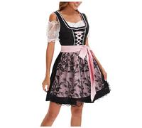 Générique Femme Robe de Costume Dirndl, Oktoberfest Costume Femme de Jeune Bavaroise Avec BièRe Robe Traditionnelle Pour Oktoberfest Maid 3 PièCes Halloween DéGuisement Adulte Halloween Vampire