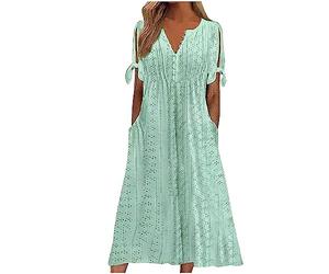 Générique Femme Robe de Plage Été Longue Dress Sexy Bohème Pas Cher Chic et Elegant Maxi Robes Ample Chic Décontracté Sexy Sundress de Soirée Bohème L'été Casual Habillée Robes avec Poches
