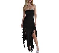 Générique Femme Robe de soirée Sexy Epaules Dénudées Mini Robes sans Manches Dos Nu à Ourlet Irrégulier BodyconSlim Courte Moulante Dresses Clubbing Nuit Cocktail Robe Bal de Promo
