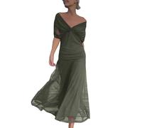 Générique Femme Robe Élégante D'été 2026 Manches Courtes A-Line Robe Légère Élégante Robe Longue Décontractée Portefeuille Imprimé Floral Robe Moulante Vacances À La Plage (Light Green, S)