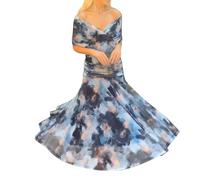 Générique Femme Robe Élégante D'été 2026 Manches Courtes A-Line Robe Légère Élégante Robe Longue Décontractée Portefeuille Imprimé Floral Robe Moulante Vacances À La Plage (Navy, S)
