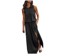 Générique Femme Robe Pull Licou Wrap Maxi Longue Robe Florale découpée smockée ajustée Taille Plage Vacances Maxi Longueur Noire Femme Chic