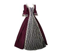 Générique Femme Robe Victorienne à Manche 3/4 Évasées Robes de Soirée Chic et Elegant Costume Medievale Vintage Dress de Mariage Déguisement Carnaval Victorien Cadeau Femme