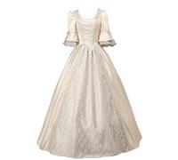 Générique Femme Robe Victorienne à Manche 3/4 Évasées Robes de Soirée Chic et Elegant Costume Medievale Vintage Dress de Mariage Déguisement Carnaval Victorien Cadeau Femme