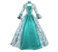 Générique Femme Robe Victorienne à Manche 3/4 Évasées Robes de Soirée Chic et Elegant Costume Medievale Vintage Dress de Mariage Déguisement Carnaval Victorien Cadeau Femme