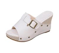 Générique Femme Sandales Femmes Été De Marche Confortables Sandales Femmes Été Confortable Mules En Cuir Mode Bout Ouvert Compensées Plateforme Pantoufles Premium Orthopédiques Chaussons Femme