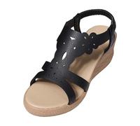 Générique Femme Sandales Pente pour femmes avec sandales Commerce extérieur féminin Grands chantiers Vent de Rome Nouvelle élévation Europe et États-Unis Pente avec chaussures(Black,40)