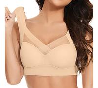 Générique Femme Soutien Gorge sans Armature Push Up Brassière Dentelle Bra Bandeau Sport Confortable Soutien-Gorge pour Quotidien Fitness Yoga (Beige, 5XL)
