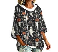 Générique Femme Sweat À Capuche Imprimé Squelettes Fantômes Coupe Ample | Pull Nuit D'halloween, Haut Dame Adulte, Style Cartoon Sombre, Pullover, Pour Soirées Déguisées Et Porches Du Quartier