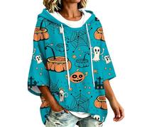 Générique Femme Sweat À Capuche Imprimé Squelettes Fantômes Coupe Ample | Pull Nuit D'halloween, Haut Dame Adulte, Style Cartoon Sombre, Pullover, Pour Soirées Déguisées Et Porches Du Quartier