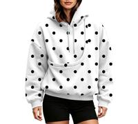 Générique Femme Sweat À Capuche Pois Imprimé Animaux Poche Coupe Ample | Haut Contrastés, Top Dame Adulte, Style Doux Animalier Et Tendre, Pullover, Pour Parcs Et Cafés Du Matin