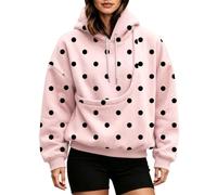 Générique Femme Sweat À Capuche Pois Imprimé Animaux Poche Coupe Ample | Haut Contrastés, Top Dame Adulte, Style Doux Animalier Et Tendre, Pullover, Pour Parcs Et Cafés Du Matin
