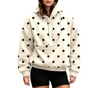 Générique Femme Sweat À Capuche Pois Imprimé Animaux Poche Coupe Ample | Haut Contrastés, Top Dame Adulte, Style Doux Animalier Et Tendre, Pullover, Pour Parcs Et Cafés Du Matin
