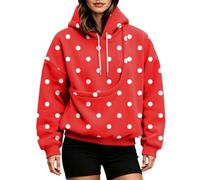 Générique Femme Sweat À Capuche Pois Imprimé Animaux Poche Coupe Ample | Haut Contrastés, Top Dame Adulte, Style Doux Animalier Et Tendre, Pullover, Pour Parcs Et Cafés Du Matin
