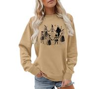 Générique Femme Sweat Col Rond Imprimé Sorcières Schnitt Manche Longue | Ourlets Côtelés Fins Pull Doux, Pullover, Esprit Occulte Dessiné Maille Saisonnière, Top Graphique, Pour Soirée Octobre