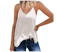 Générique Femme T-Shirt DéBardeur - débardeur avec Soutien-Gorge intégré Fluide Ample Camisole Dentelle côtelée Basiques Moulantes Y2K Gilet léger T-Shirt de Sport Comfy Soutien Gorge de Yoga