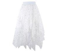 Générique Femme Tulle Jupe Jupe de Fée Maille, Long Jupe Tutu Tulle Jupe, Jupe de Danse du Ventre Jupe Plissée en Tulle, Asymétrique Jupon en Tulle en Couche Princesse Mariage Parties Mardi Gras Jupe