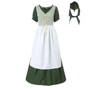 Générique Femme Victorienne Costume de Pioneer Pèlerin Florale Prairie Colonial Robe Paysanne Déguisement de Femme Longues Robes avec Bonnet Et Tablier Gothique Medieval pour Halloween, Noël