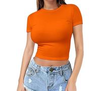 Générique Femmes Basique Slim Fit T-Shirt Top À Manches Courtes Y2K Tops TikTok Influence Crop Top Club Party Streetwear 2025